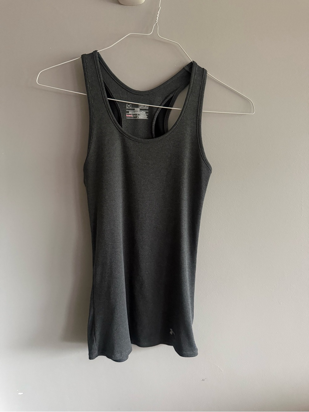 Under Armour HeatGear Women's Fitted Ribbed Racerback Tank Top Gray Medium